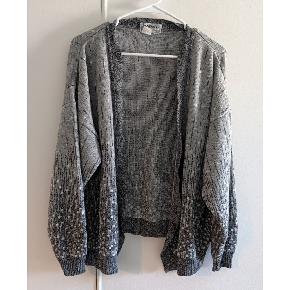 Vintage Santana Ltd Made in Italy Open Front Cardigan Sweater Gray Knit Large